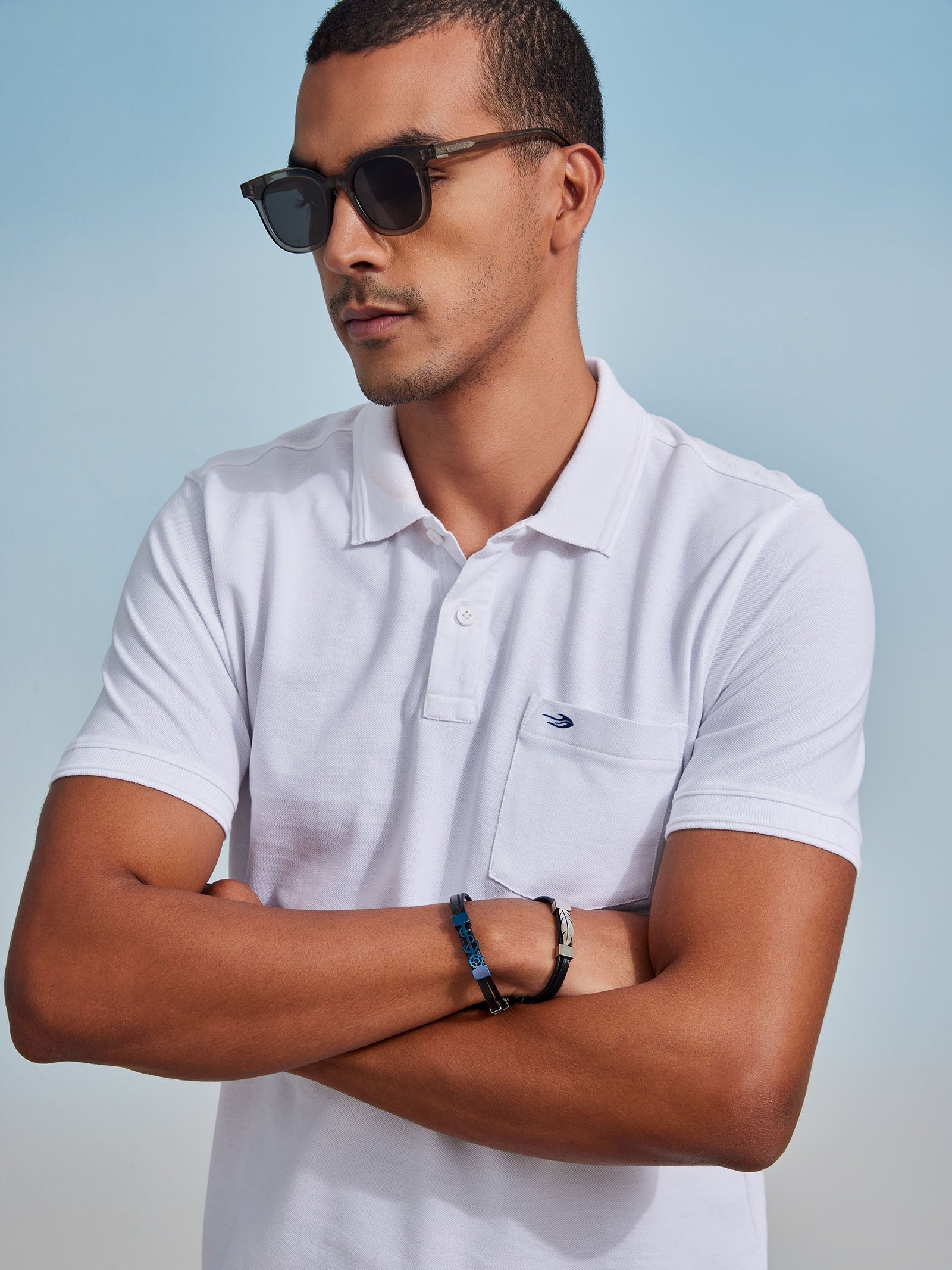 White Solid Polo T-Shirt