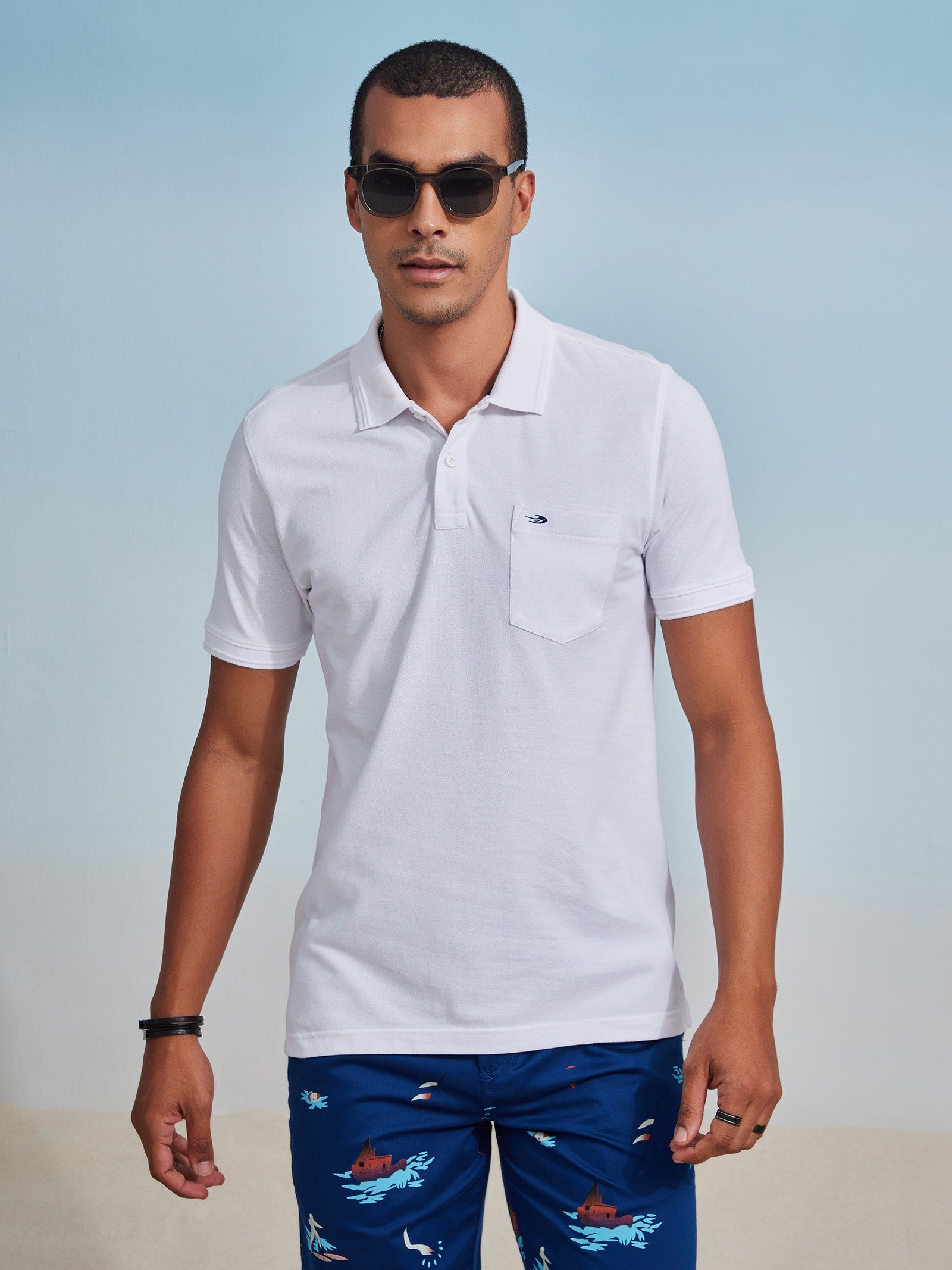 White Solid Polo T-Shirt