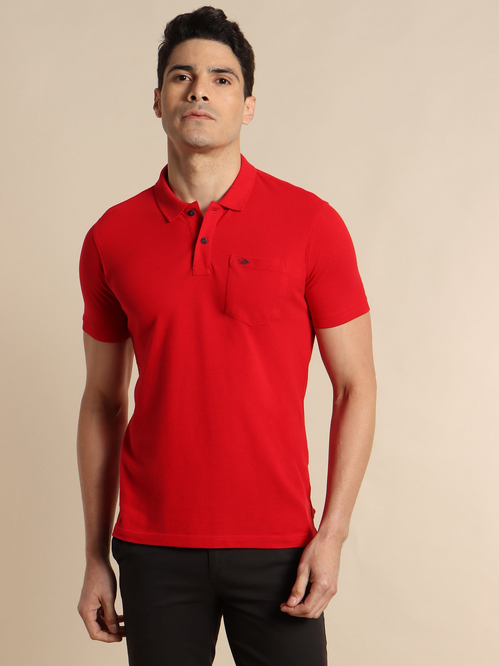 Red Solid Polo T-Shirt