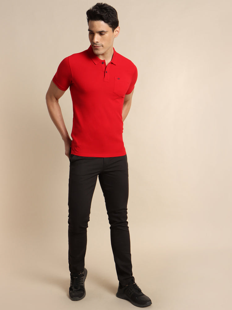 Red Solid Polo T-Shirt