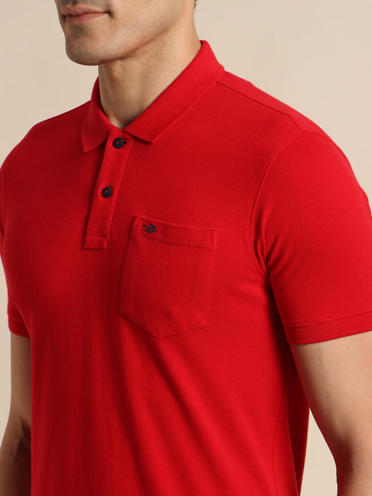 Red Solid Polo T-Shirt