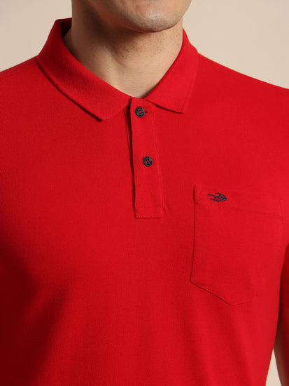 Red Solid Polo T-Shirt