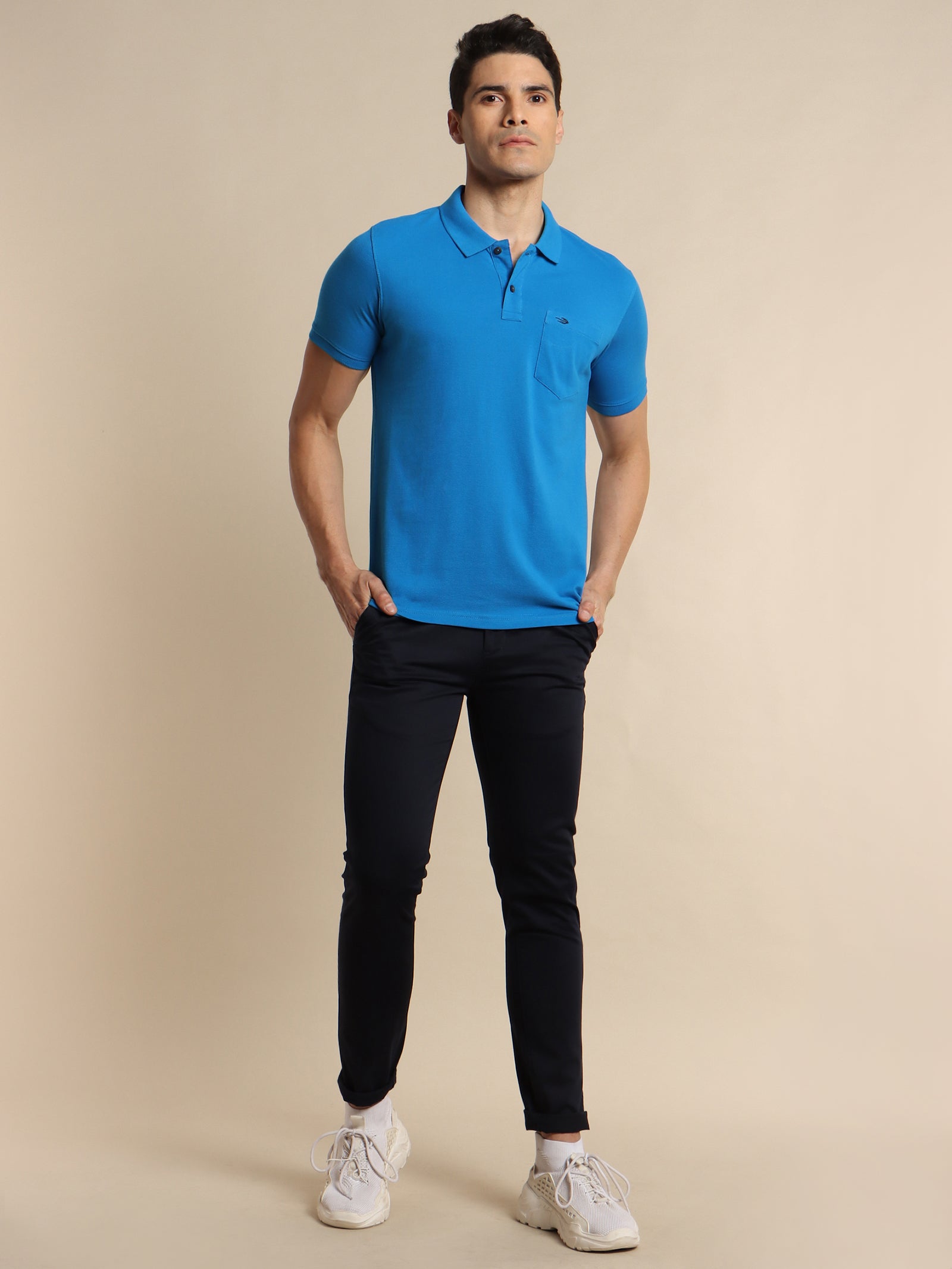 Royal Blue Solid Polo T-Shirt