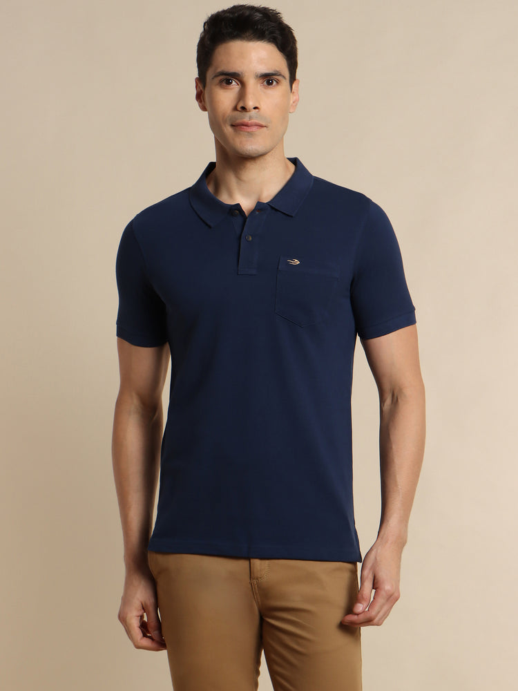 Navy Solid Polo T-Shirt