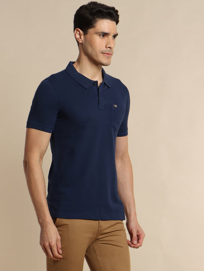 Navy Solid Polo T-Shirt