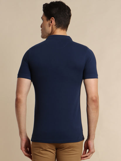 Navy Solid Polo T-Shirt