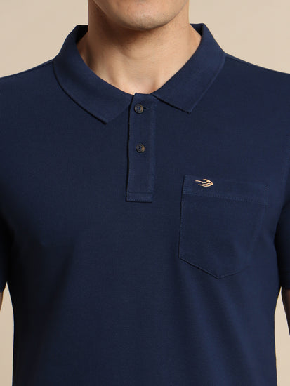 Navy Solid Polo T-Shirt