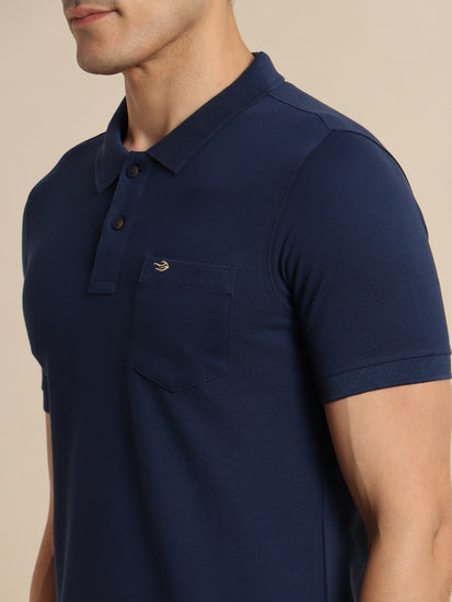 Navy Solid Polo T-Shirt