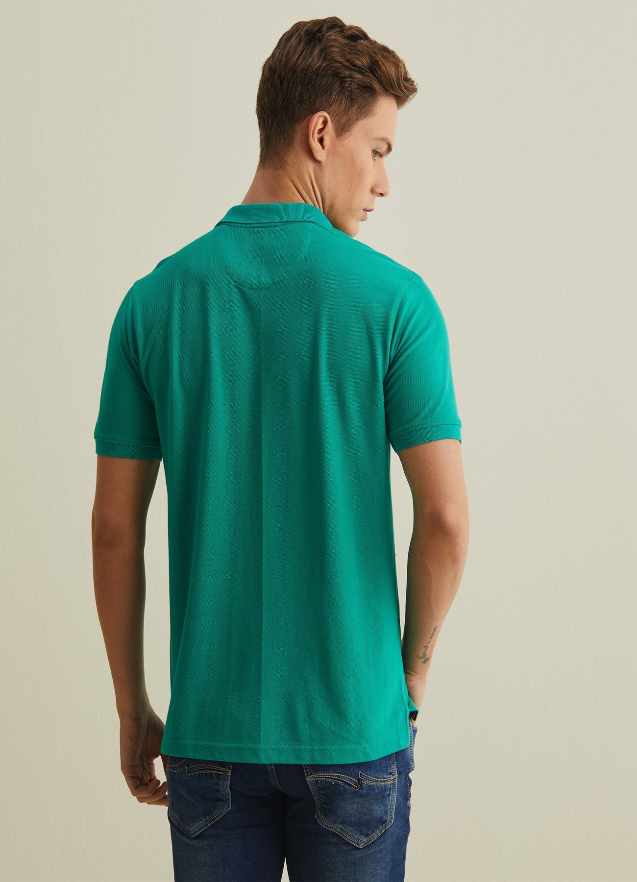 Teal Green Solid Polo