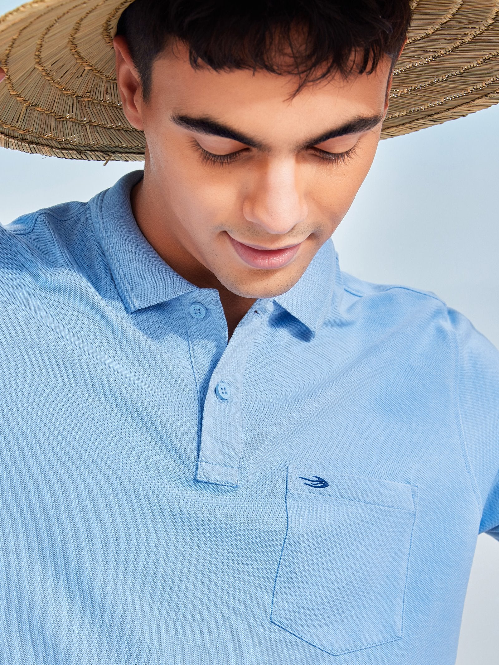 Blue Solid Polo T-Shirt