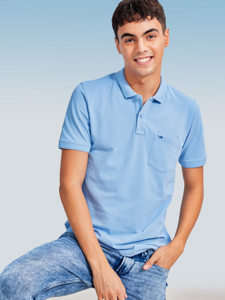 Blue Solid Polo T-Shirt