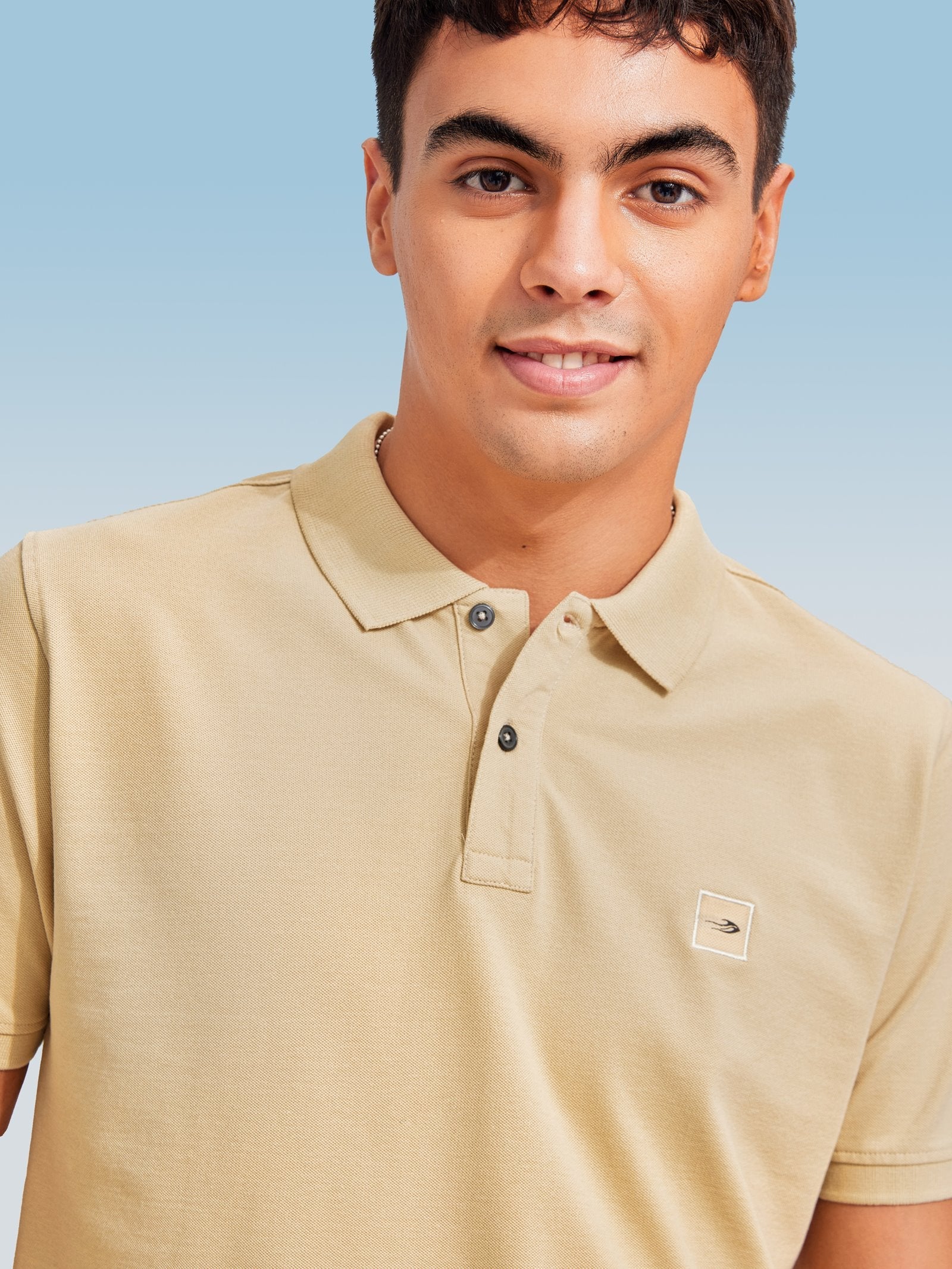 Khakhi Solid Stretch Polo T-Shirt