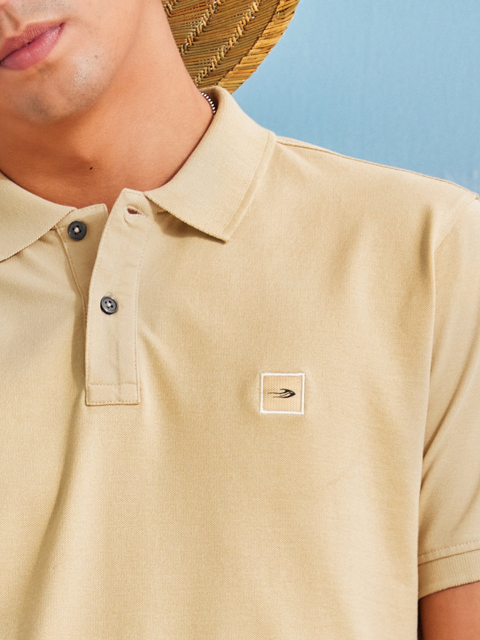 Khakhi Solid Stretch Polo T-Shirt