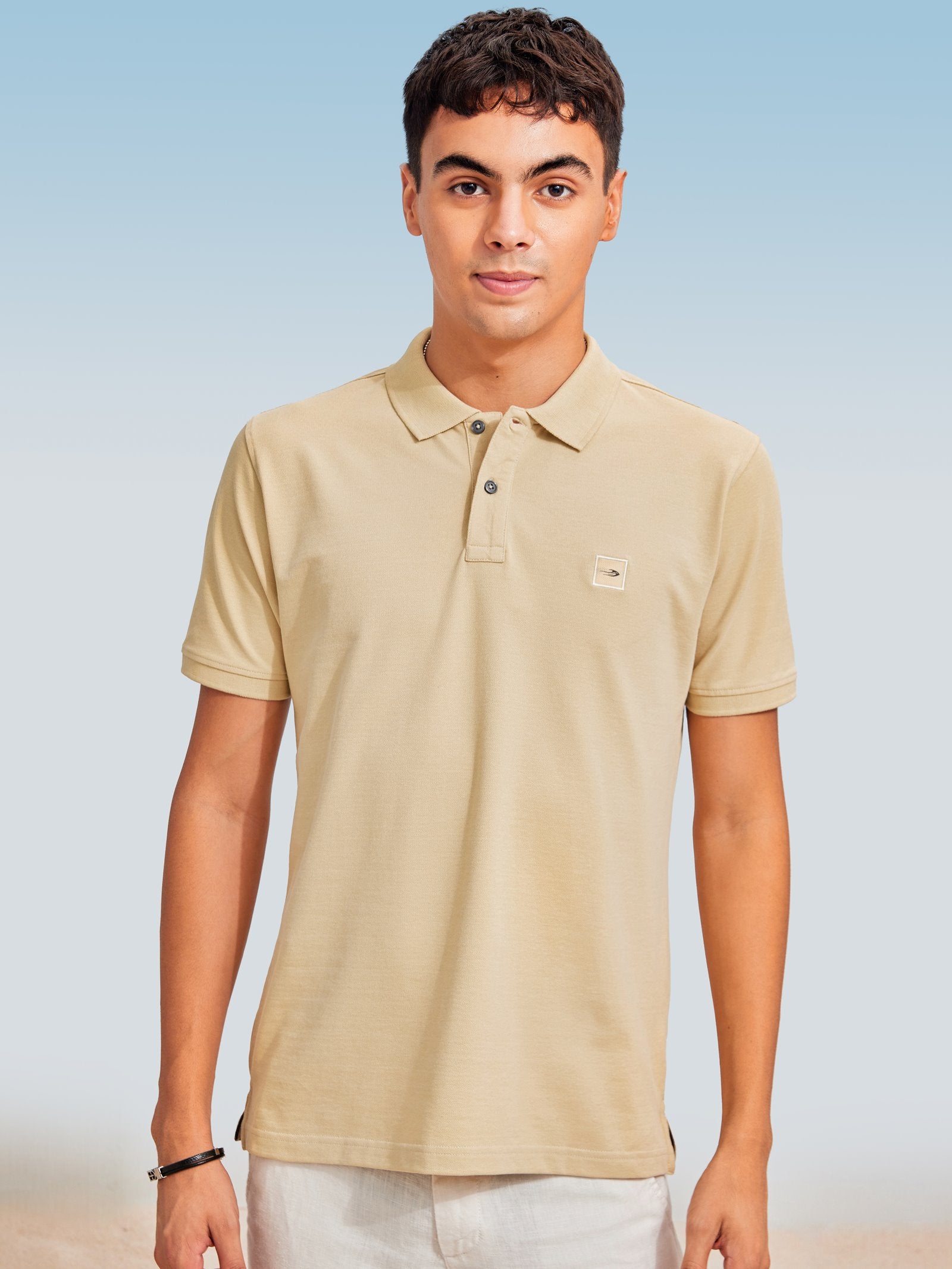 Khakhi Solid Stretch Polo T-Shirt