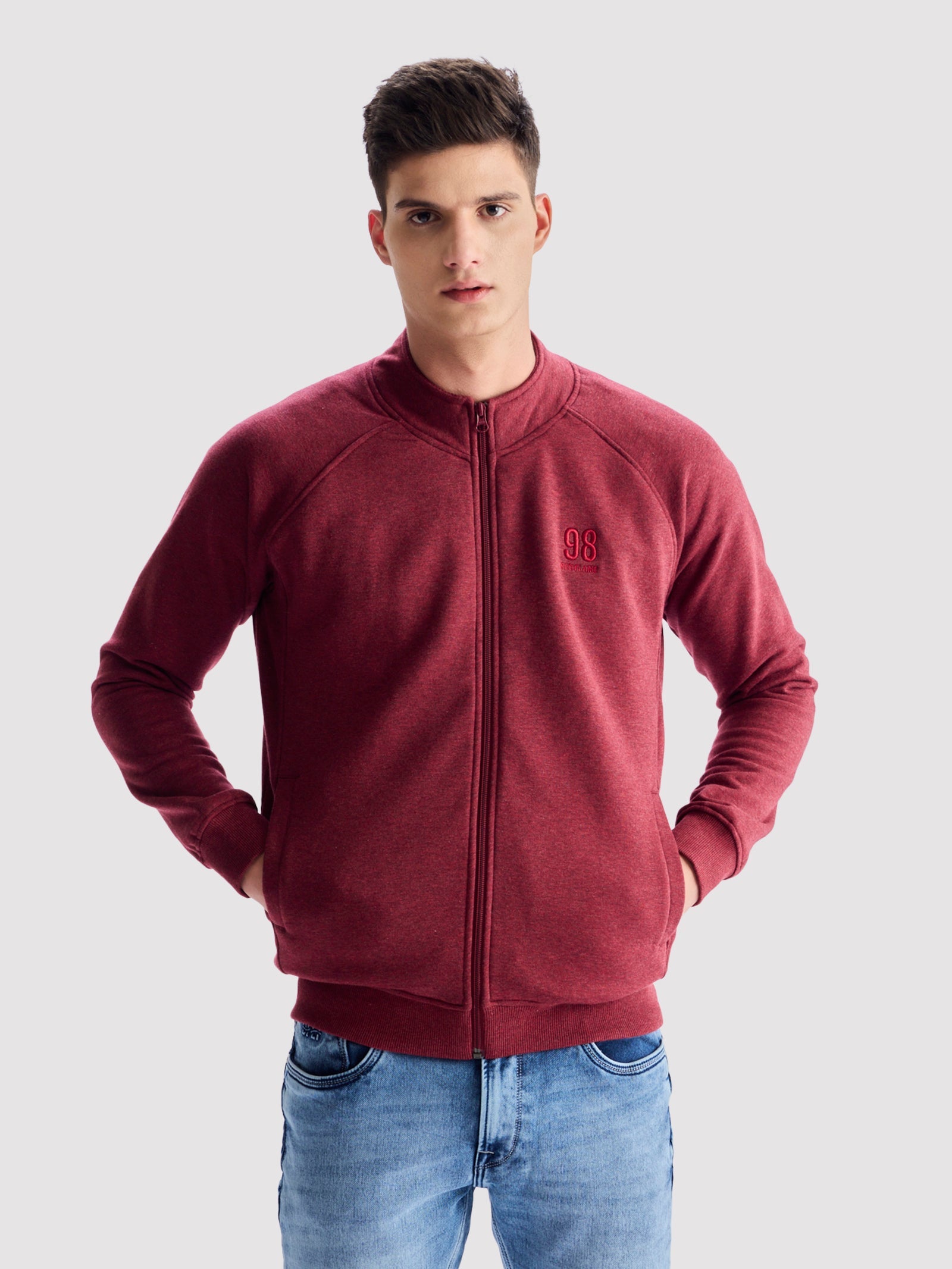 Maroon Fleece High Neck Sweatshirt
