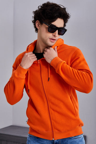 Orange Fleece Hooded Sweatshirt