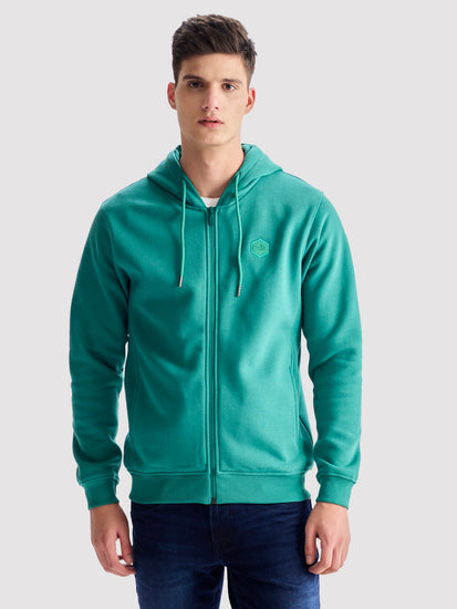 Green Fleece Hooded Sweatshirt