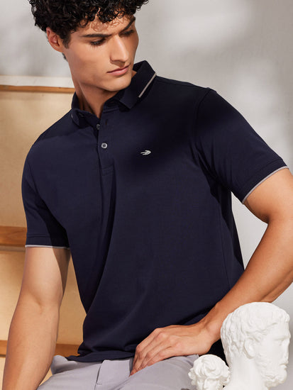 Blue Solid Polo T-Shirt