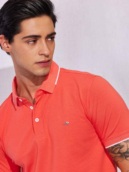 Orange Stretch Polo T-Shirt