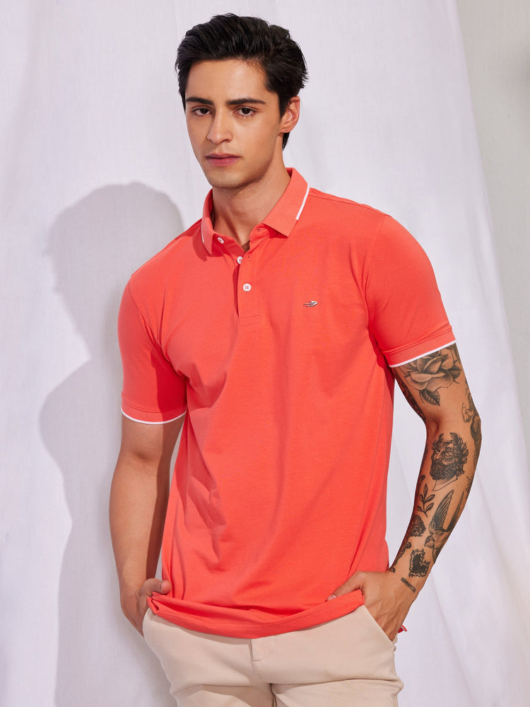 Orange Stretch Polo T-Shirt