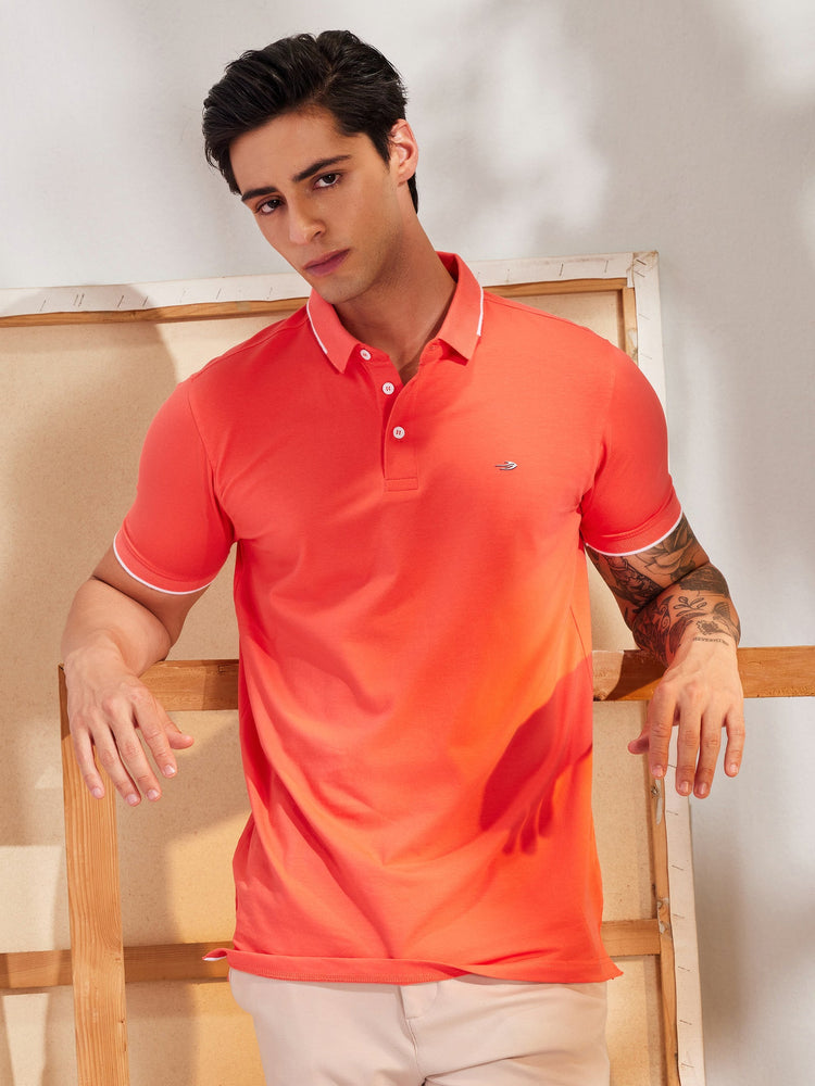 Orange Stretch Polo T-Shirt