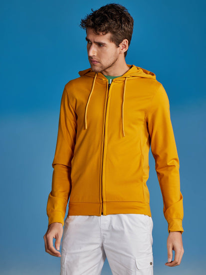 Yellow 4-Way Stretch Hooded Sweatshirt