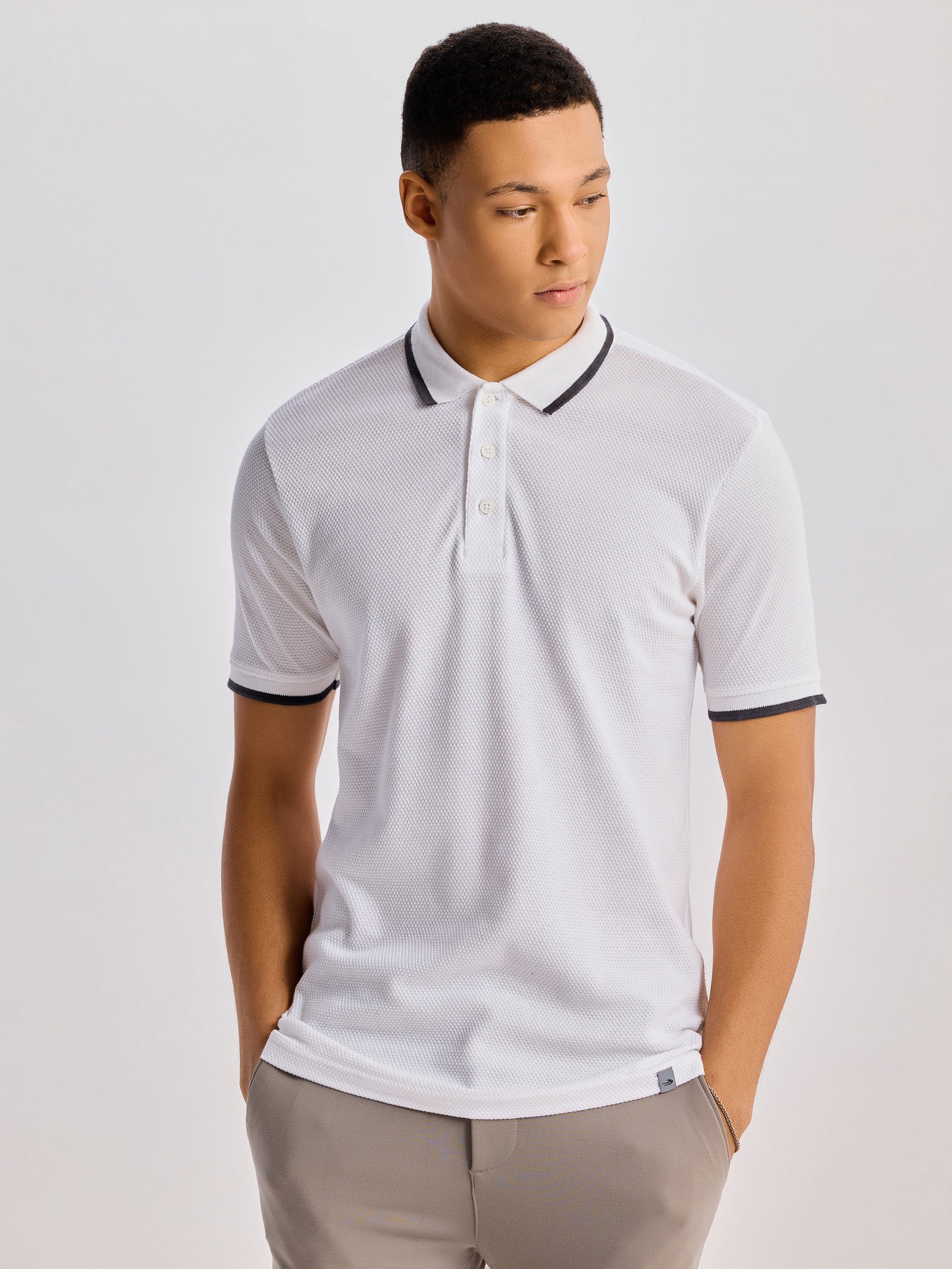 White Regular Fit Pure Cotton Polo T-Shirt