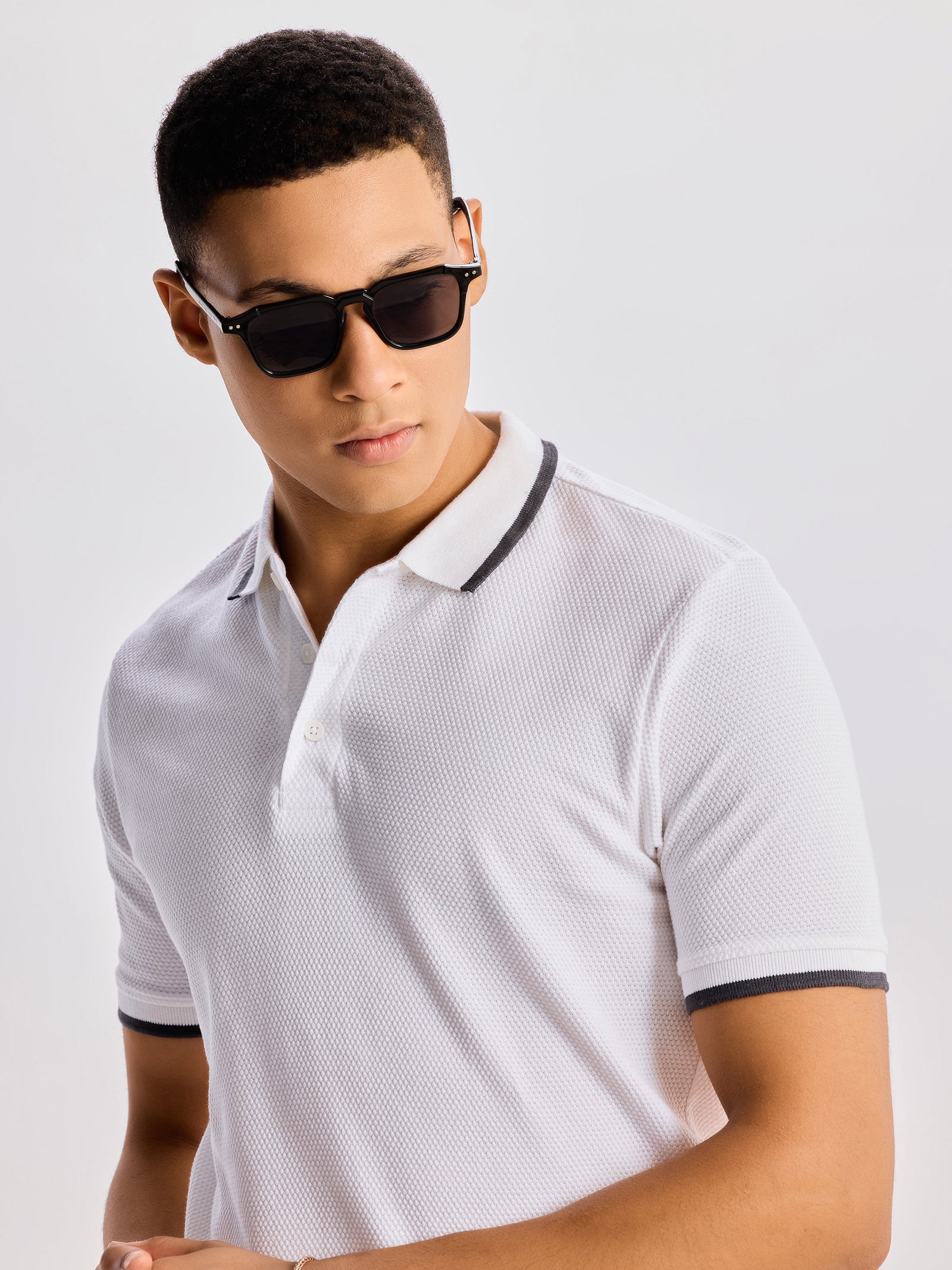 White Regular Fit Pure Cotton Polo T-Shirt