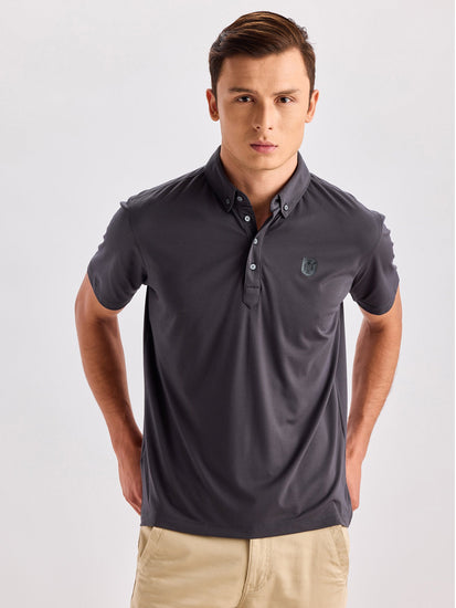 Grey Solid Polo T-Shirt