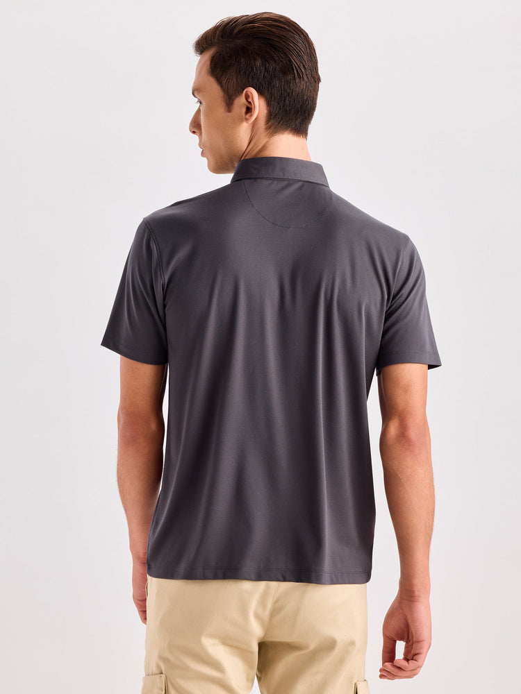 Grey Solid Polo T-Shirt