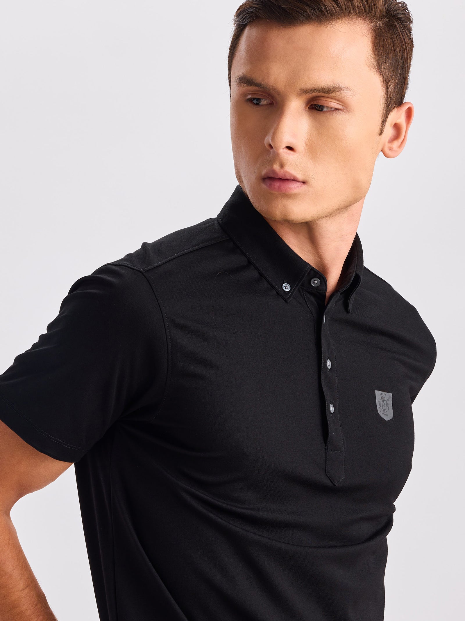 Black Solid Polo T-Shirt