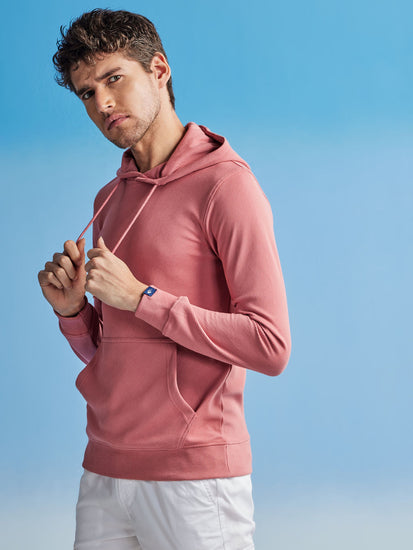 Pink Ottoman Crew Neck Hooded Sweatshirt