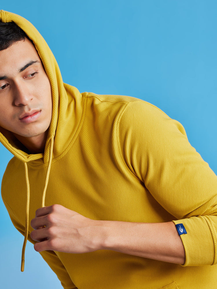 Yellow Ottoman Crew Neck Hooded Sweatshirt