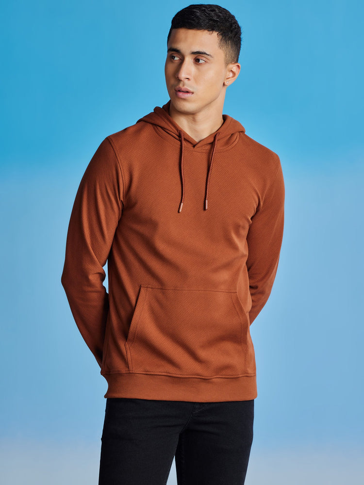 Brown Ottoman Crew Neck Hooded Sweatshirt