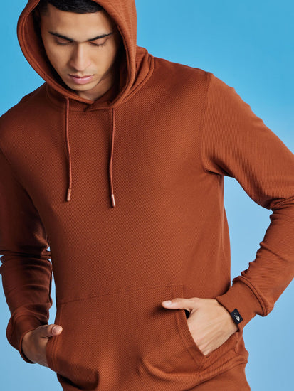 Brown Ottoman Crew Neck Hooded Sweatshirt