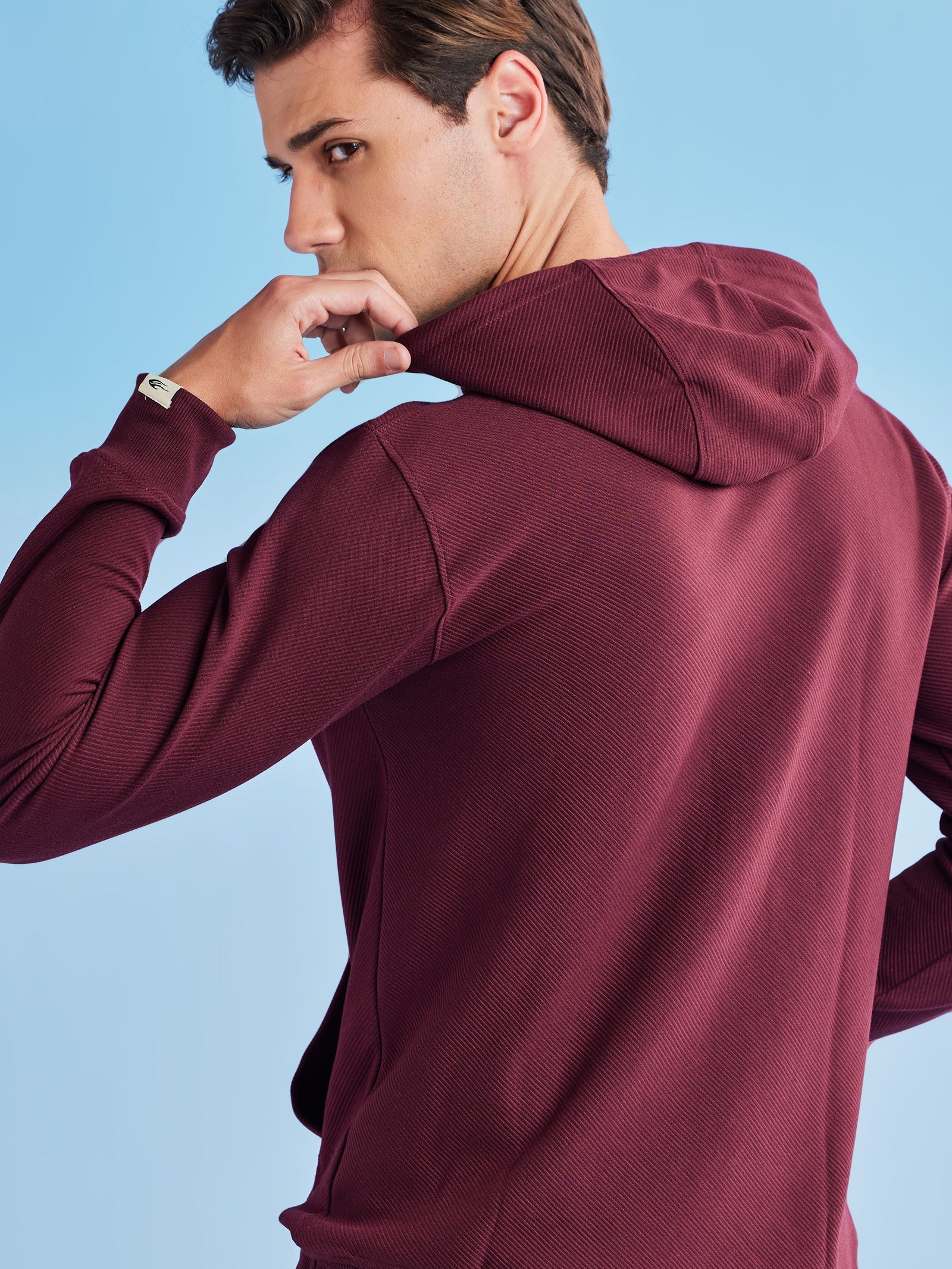 Maroon Ottoman Crew Neck Hooded Sweatshirt