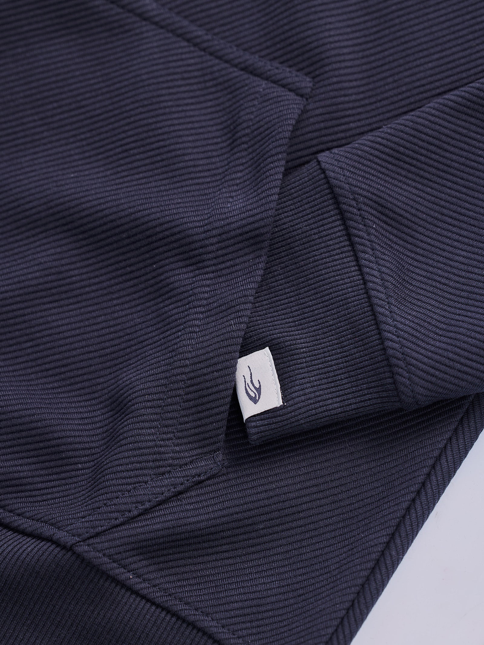 Navy Ottoman Crew Neck Hooded Sweatshirt