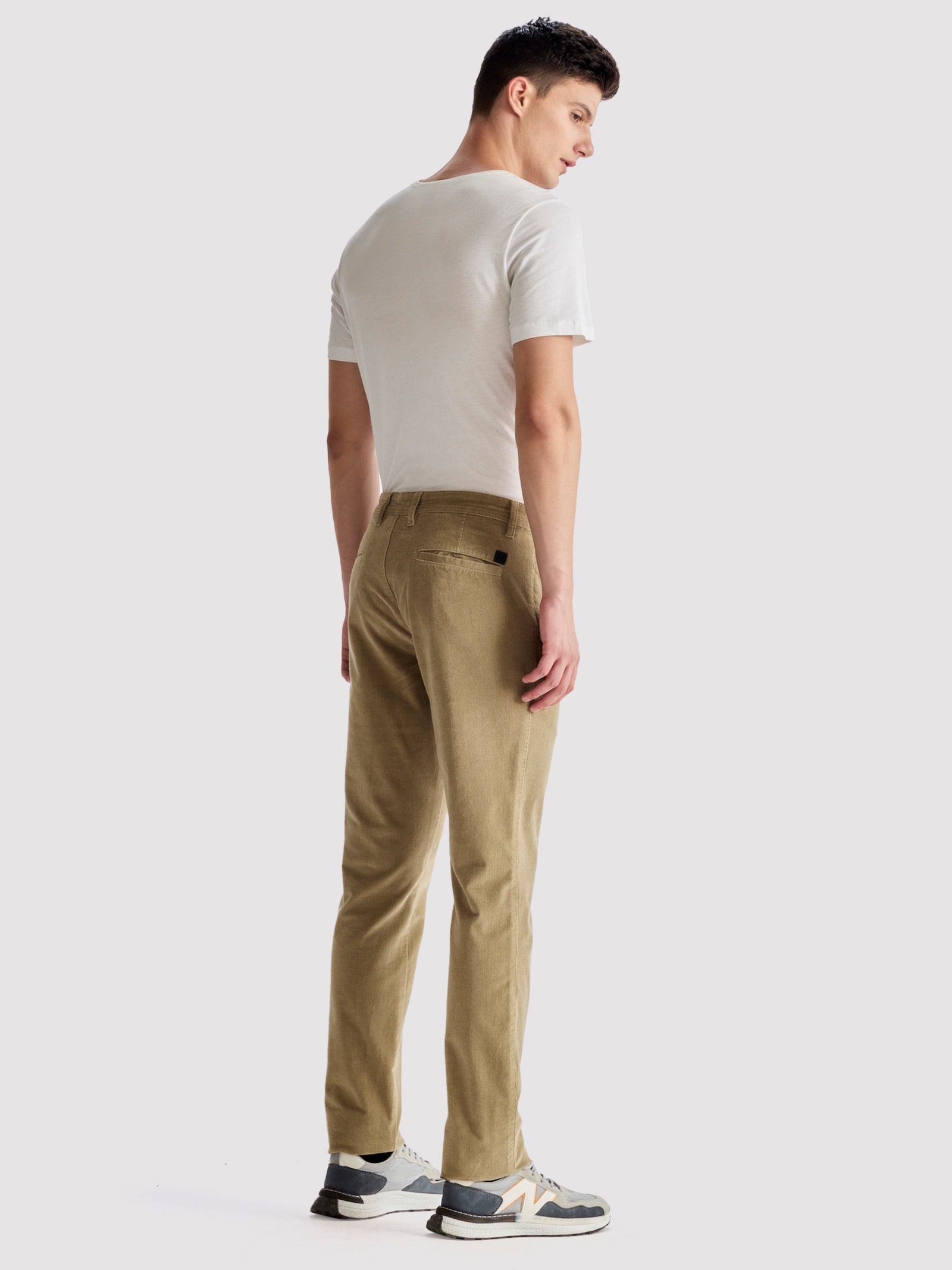 Cream Corduroy Slim Fit Trouser