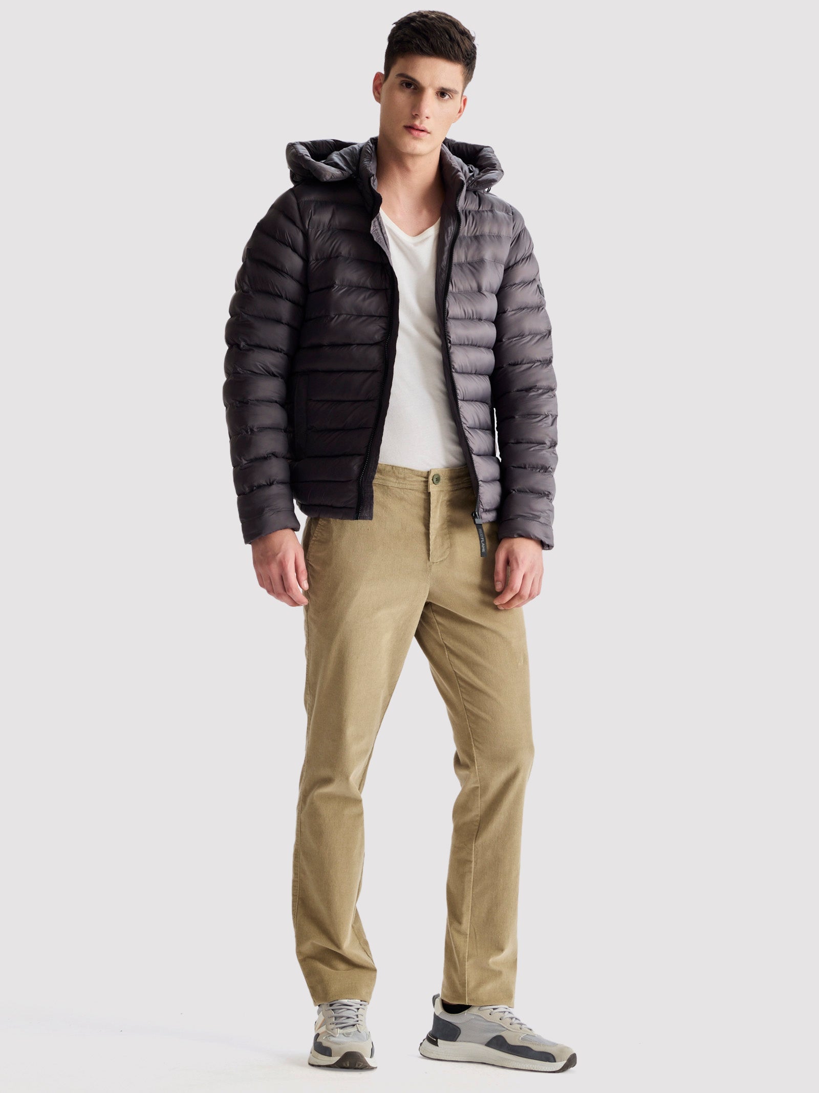 Cream Corduroy Slim Fit Trouser