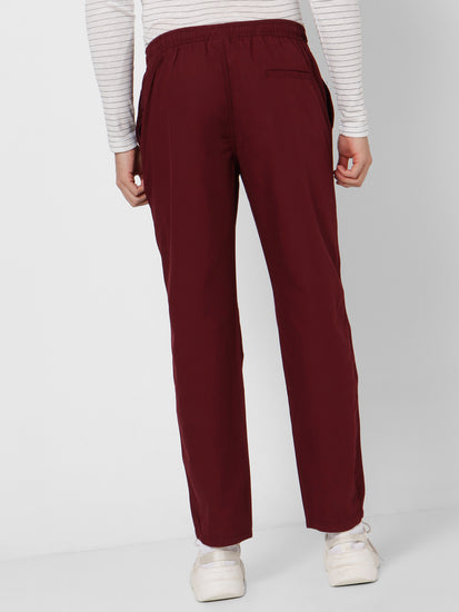 Red Solid Track Pant