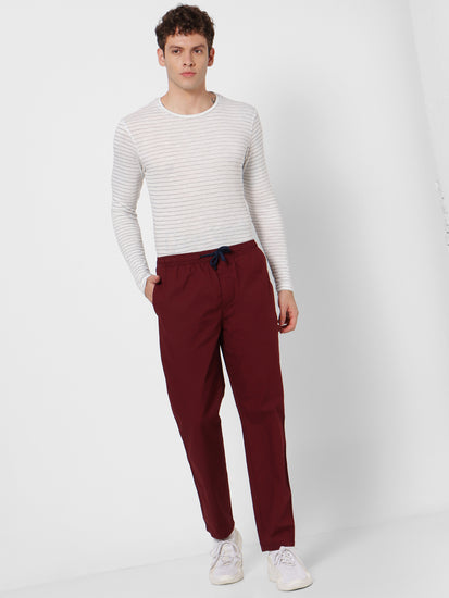 Red Solid Track Pant