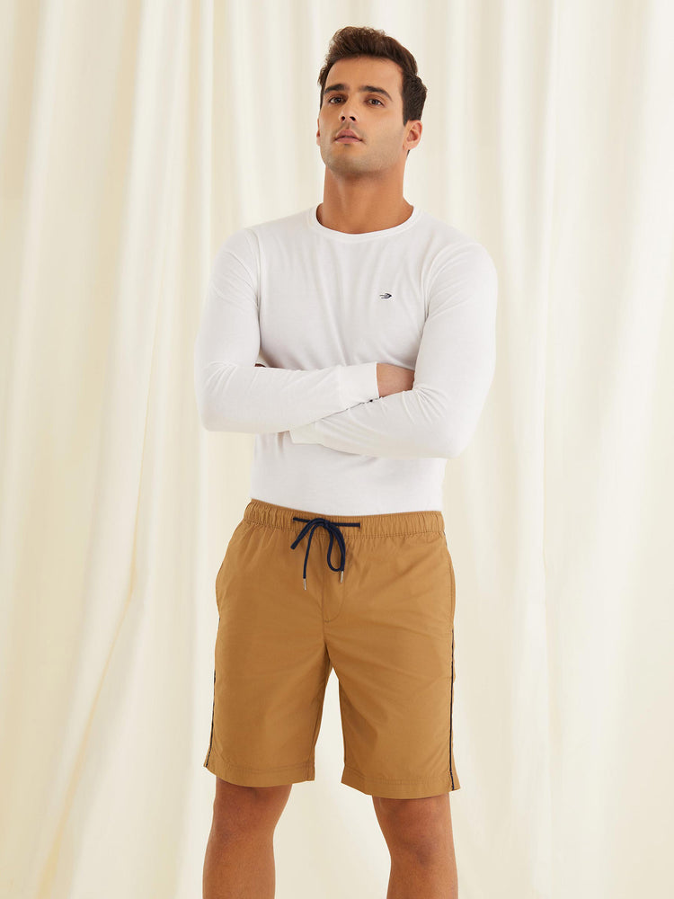 Khaki Solid Shorts