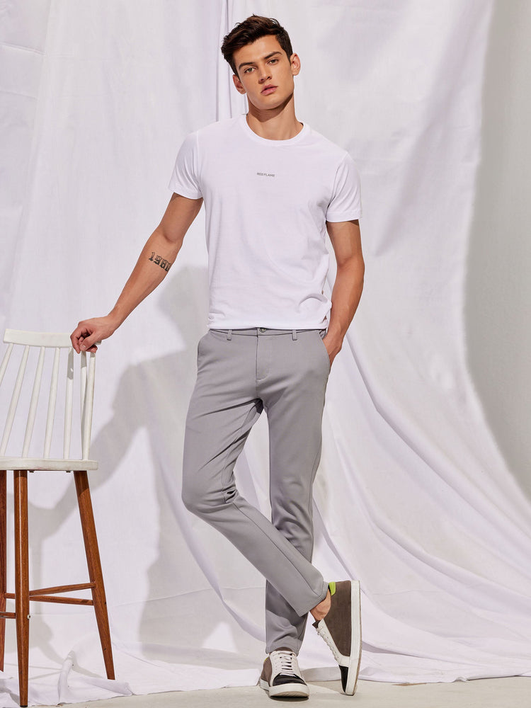 Grey Solid 4-Way Stretch Ultra Slim Fit Trouser