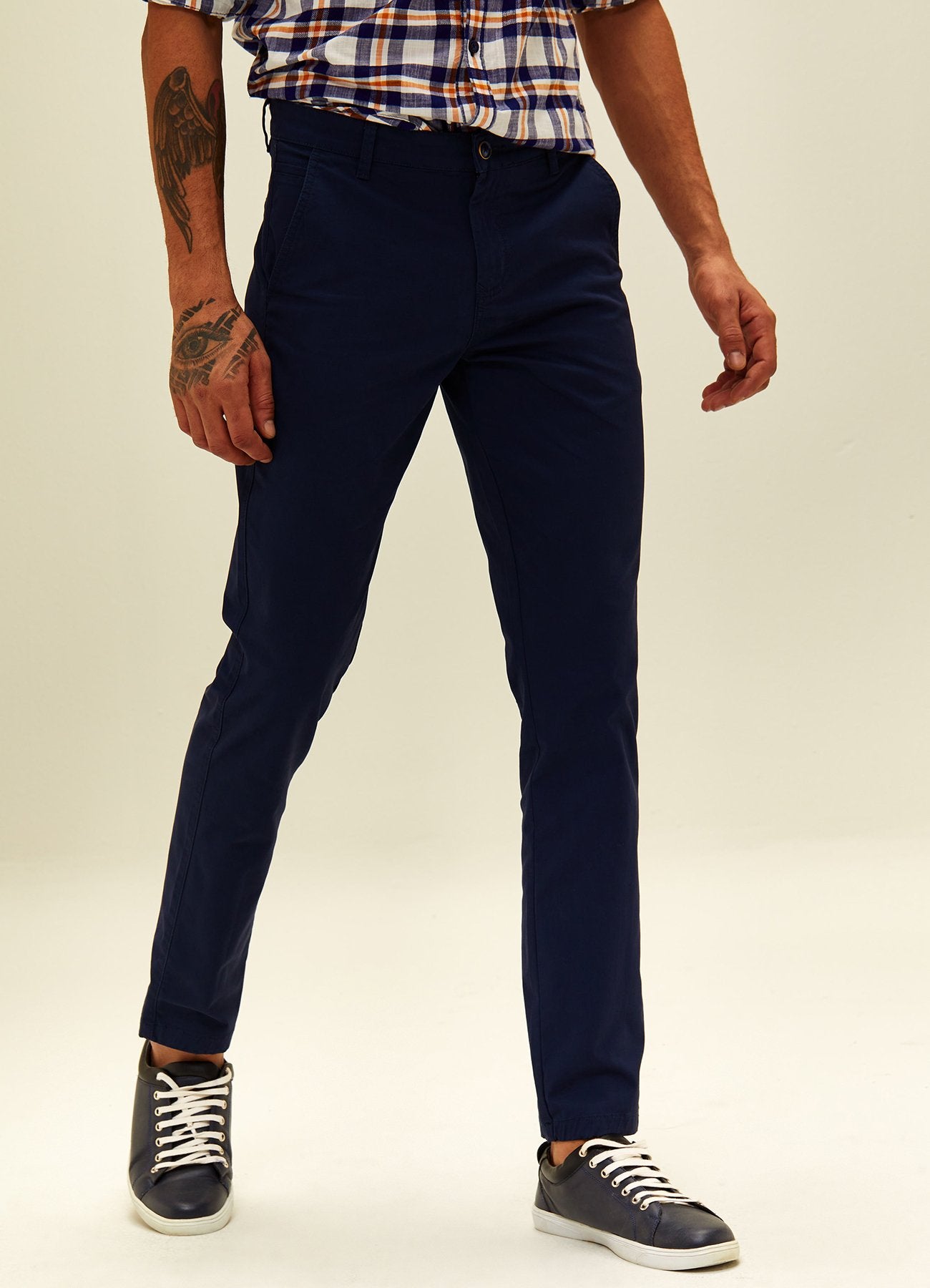Navy Solid Stretch Slim Fit Trouser