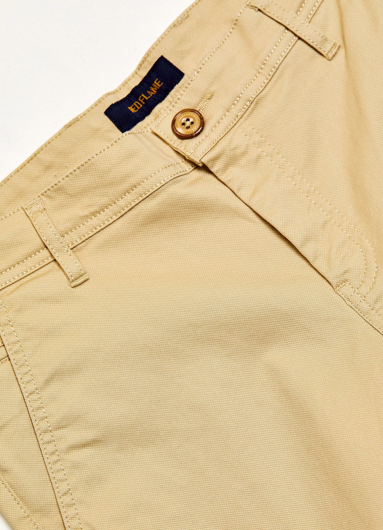 Cream Solid Stretch Slim Fit Trouser