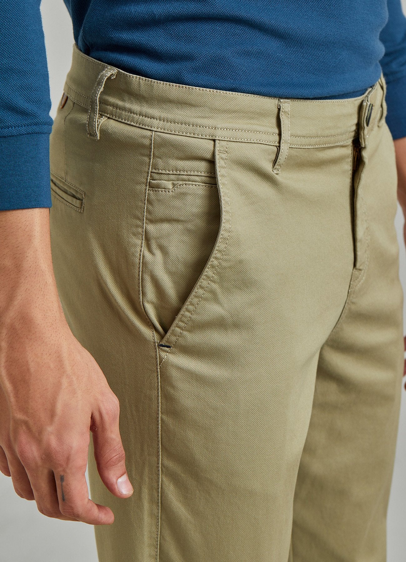 Green Solid Stretch Slim Fit Trouser