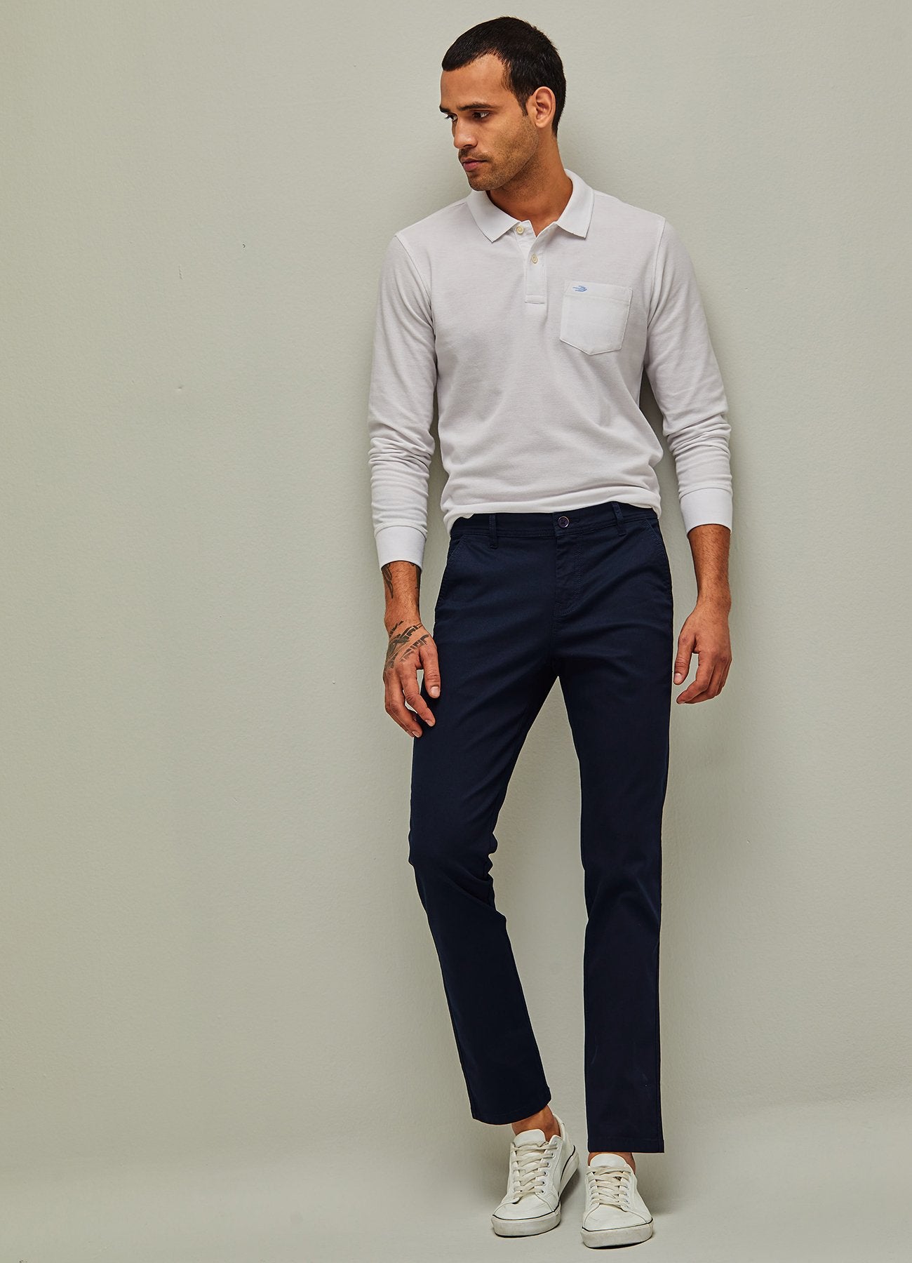 Navy Solid Stretch Slim Fit Trouser