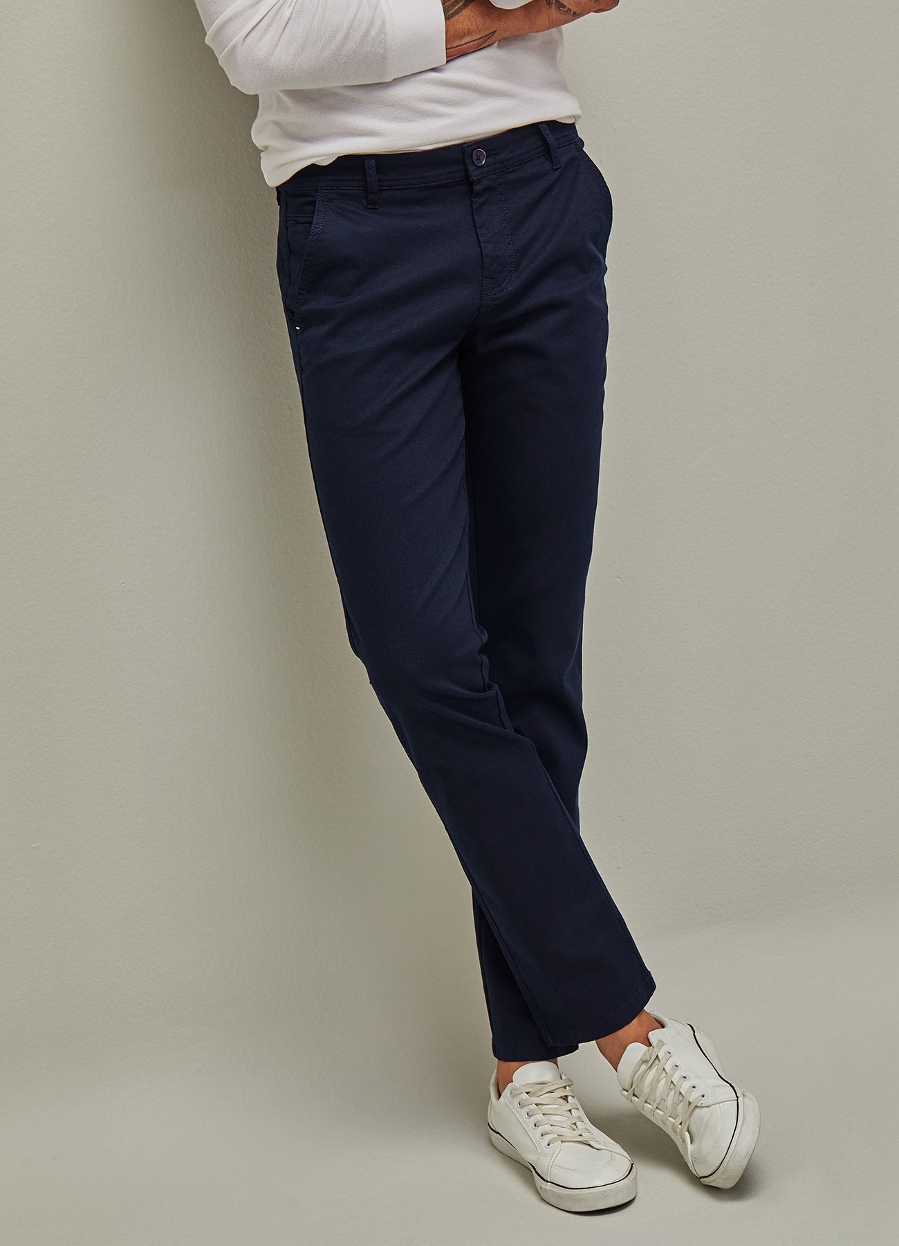 Navy Solid Stretch Slim Fit Trouser