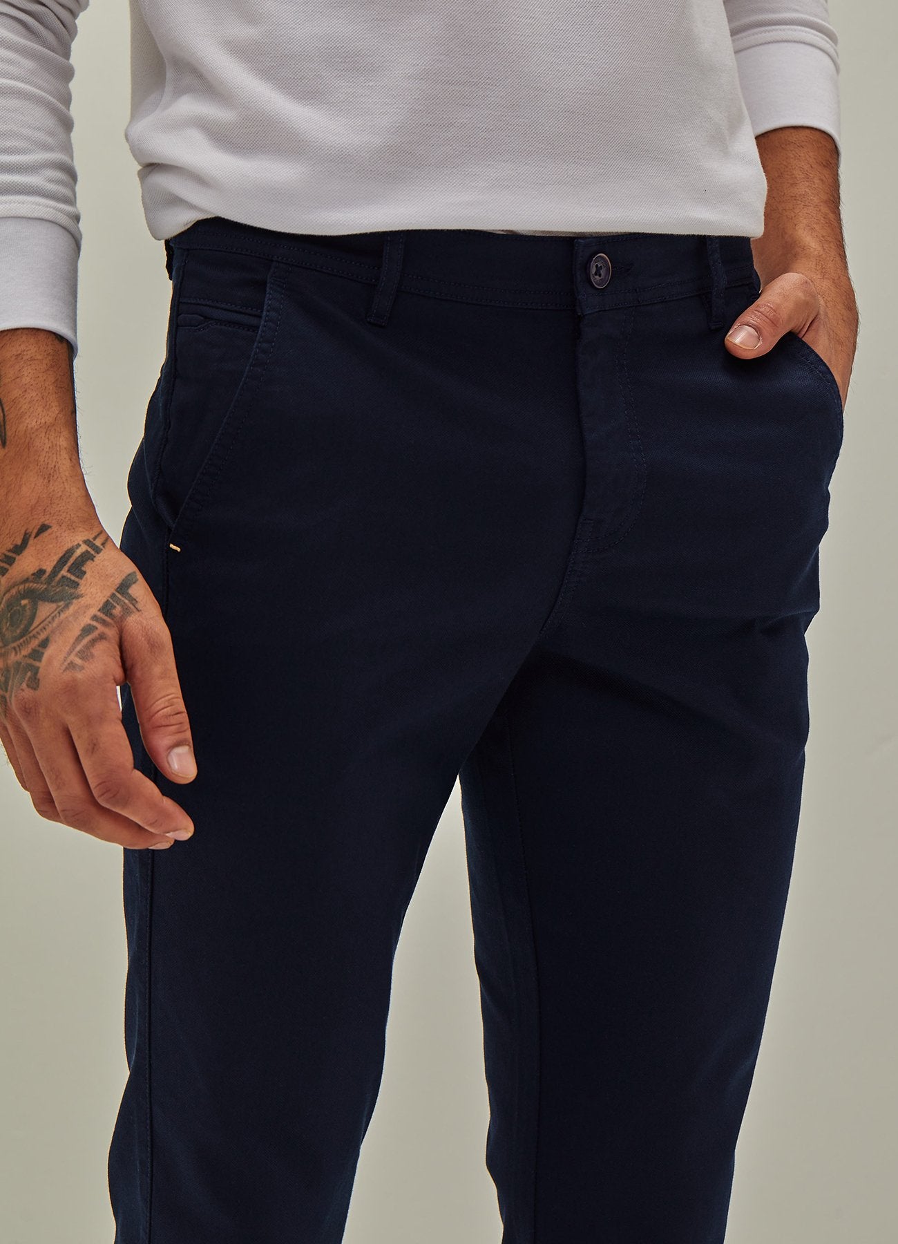 Navy Solid Stretch Slim Fit Trouser