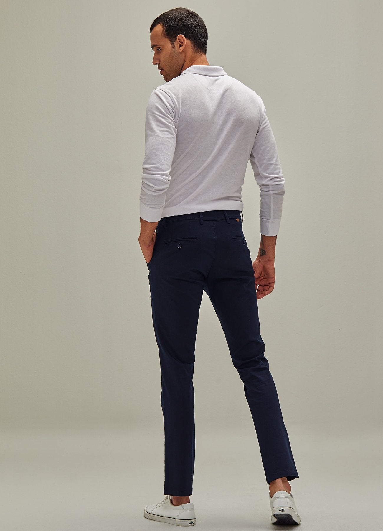 Navy Solid Stretch Slim Fit Trouser